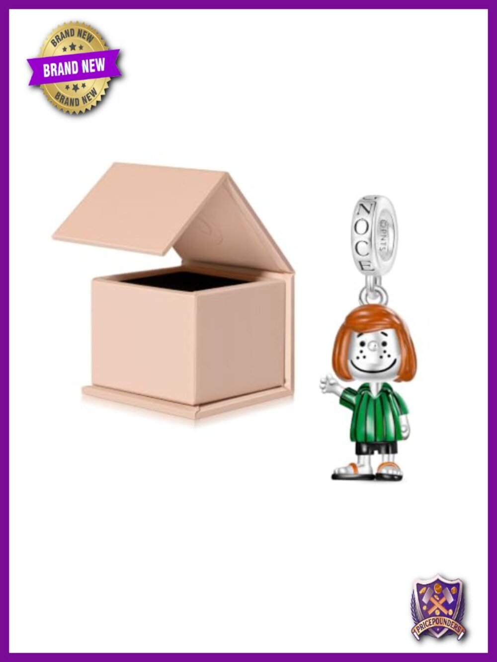 S925 Sterling Silver Peanuts Snoopy Love Charm for Women